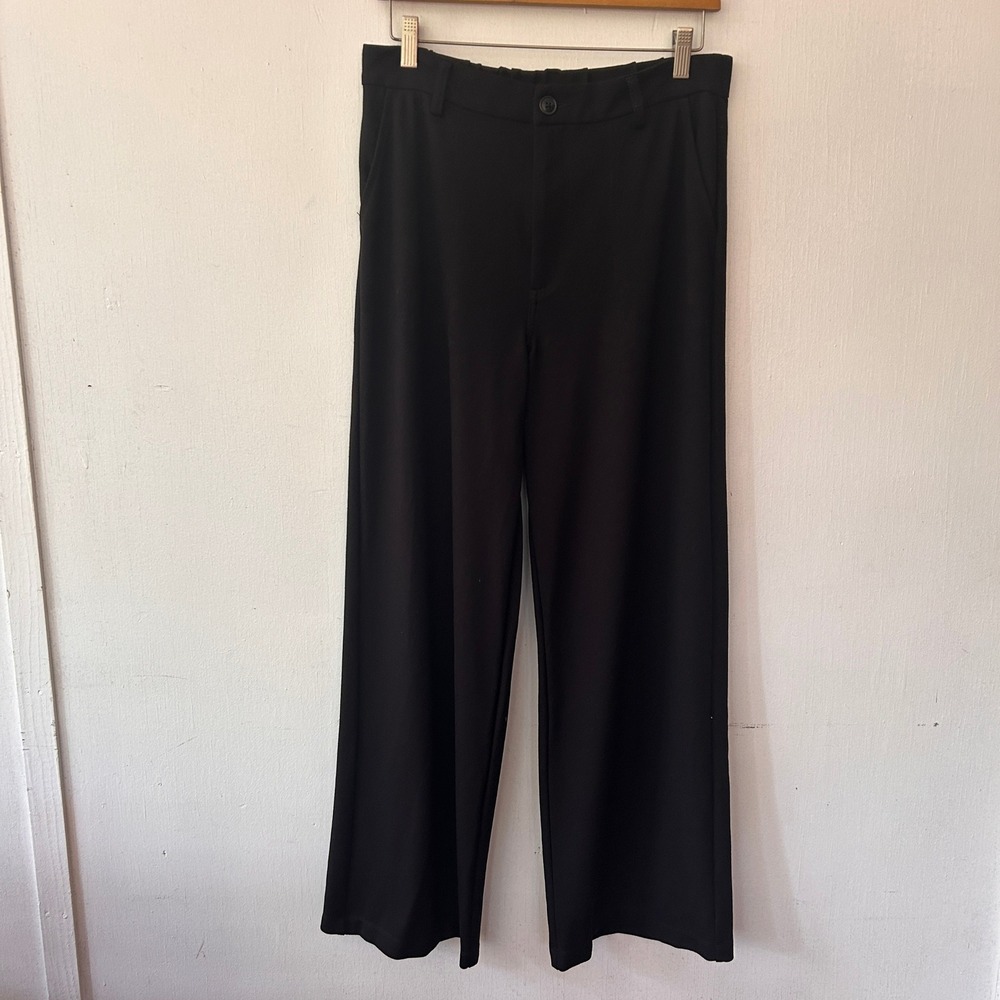 KUT from the Kloth Trousers Womens 12 Black Wide Leg High Rise Career Minimalist